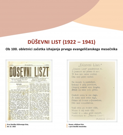 Razstava Düševni list - ob 100. obletnici začetka izhajanja prvega evangeličanskega mesečnika