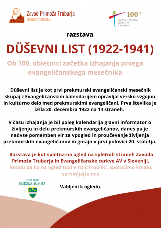 Razstava Düševni list - ob 100. obletnici začetka izhajanja